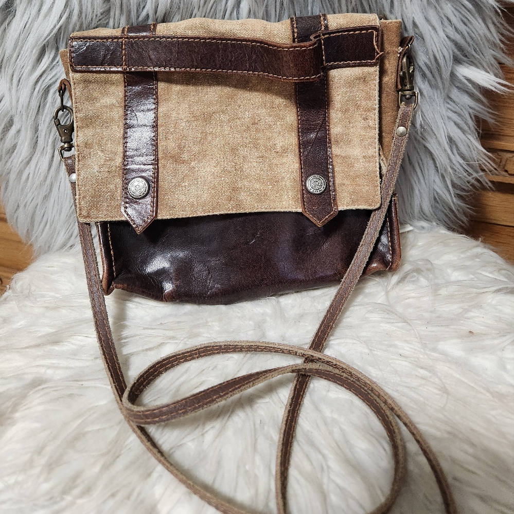 Mona B/ Distressed Canvas Crossbody Bag